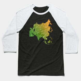 Colorful mandala art map of Asia with text in green and orange Baseball T-Shirt